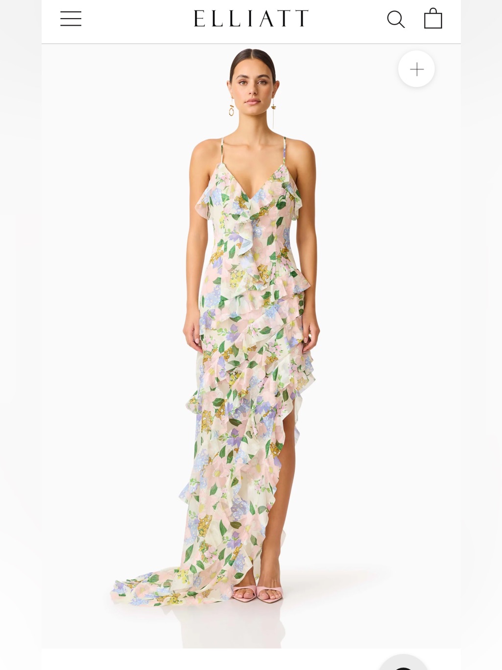Elliatt Cosima Asymmetrical Gown In Florals - New With Tags